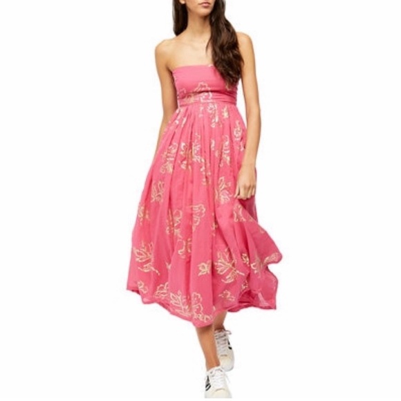 Free People Baja Babe midi dress in hot pink combo - Picture 5 of 13